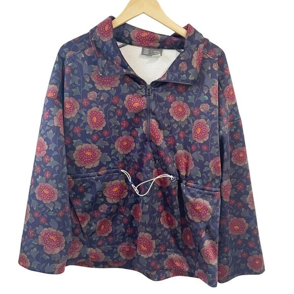 Anthropologie Saturday Sunday Small Floral Pullover Cinched Waist Sweatshirt - Picture 1 of 7
